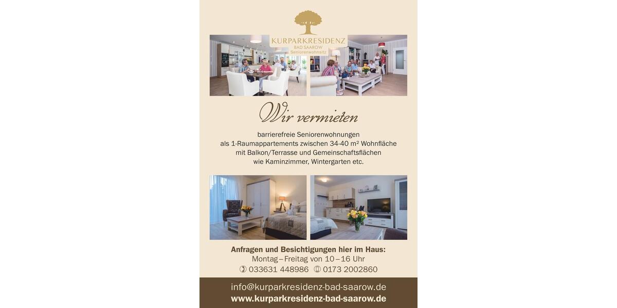 Altersgerechtes Wohnen Seniorenwohnanlage Bad Saarow 1 zimmer