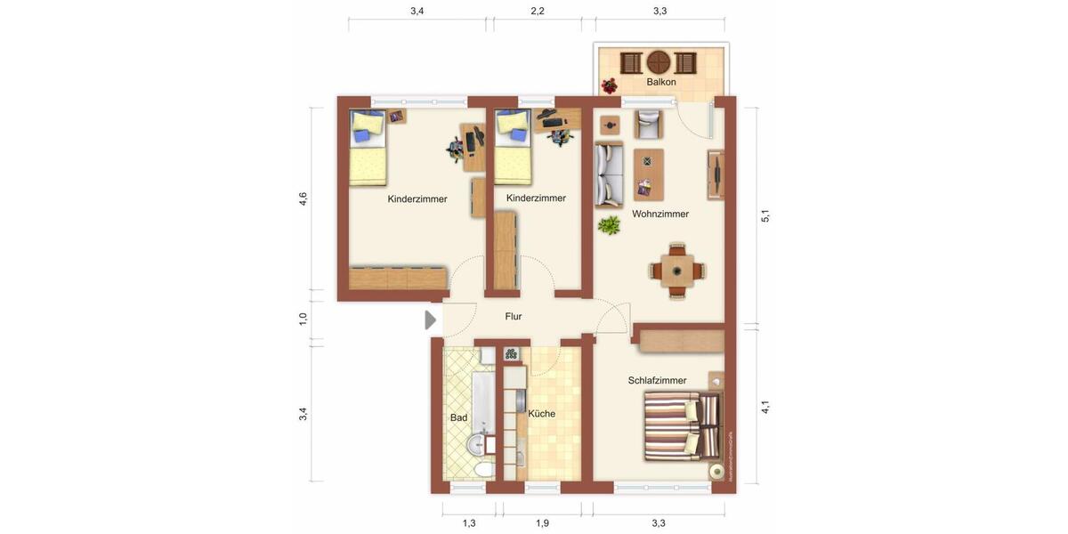 Etagenwohnung Suhl - 4 Zimmer, 75 m&sup2;, 543&euro; | Angebot:26181169