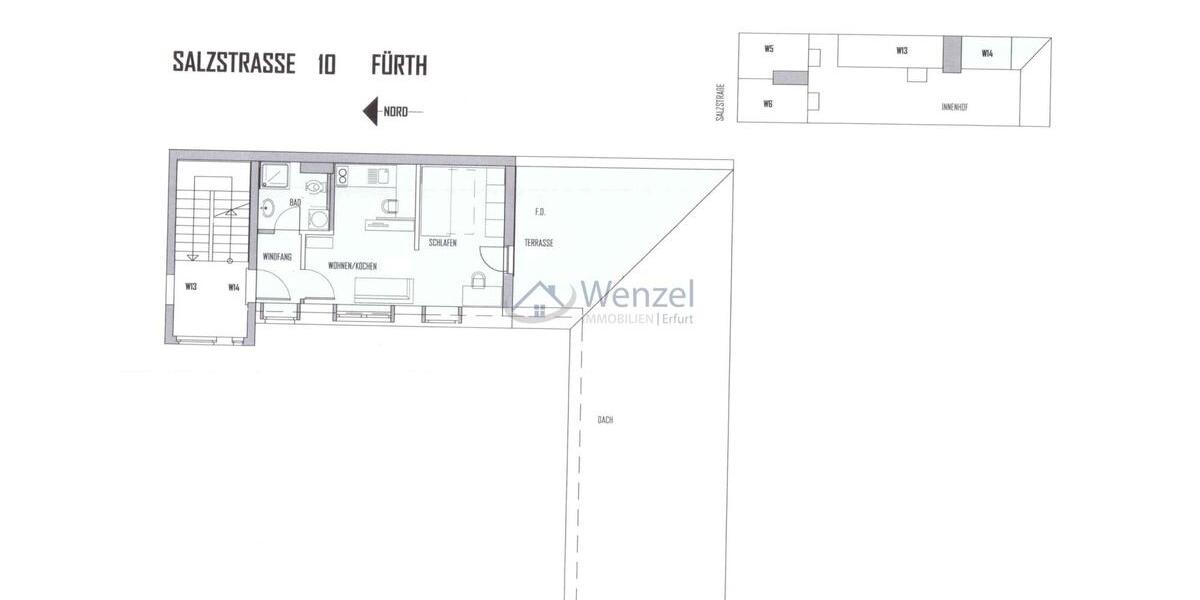 Dachgeschoßwohnung Fürth Altstadt - 1 Zimmer, 49 m&sup2;, 795&euro; | Angebot:24705776