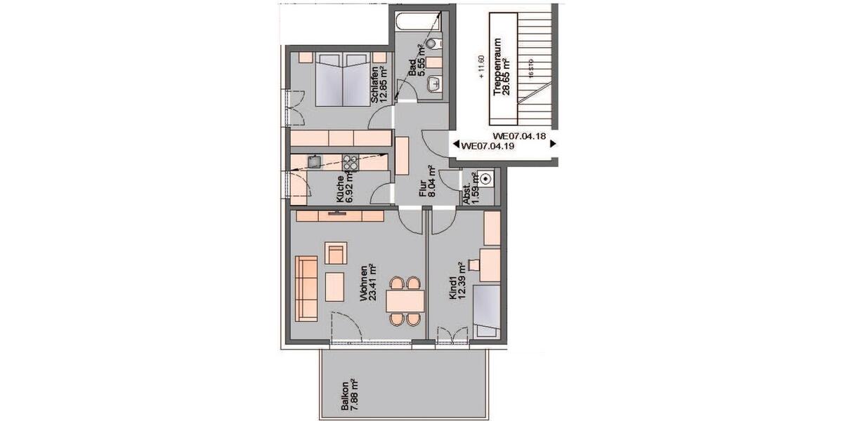 Etagenwohnung Offenbach am Main Hafen - 3 Zimmer, 79 m&sup2;, 1.210&euro; | Angebot:26680430