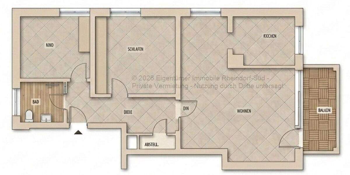 Etagenwohnung Leverkusen Rheindorf - 3 Zimmer, 75 m&sup2;, 940&euro; | Angebot:25261315