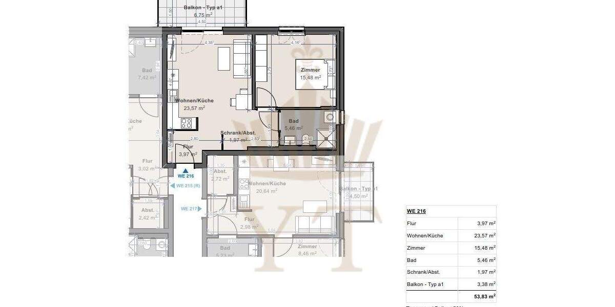 Etagenwohnung Biesenthal - 2 Zimmer, 53 m&sup2;, 810&euro; | Angebot:25737114