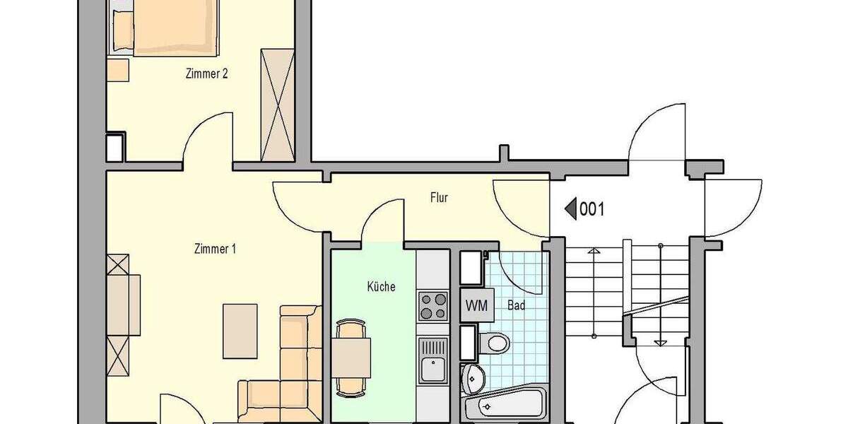 Etagenwohnung Oschatz - 2 Zimmer, 48 m&sup2;, 290&euro; | Angebot:24789335