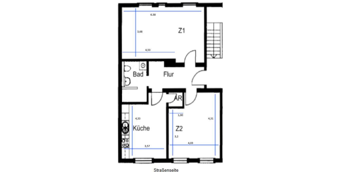 Dachgeschoßwohnung Schwerin Altstadt - 2 Zimmer, 70 m&sup2;, 490&euro; | Angebot:26698374