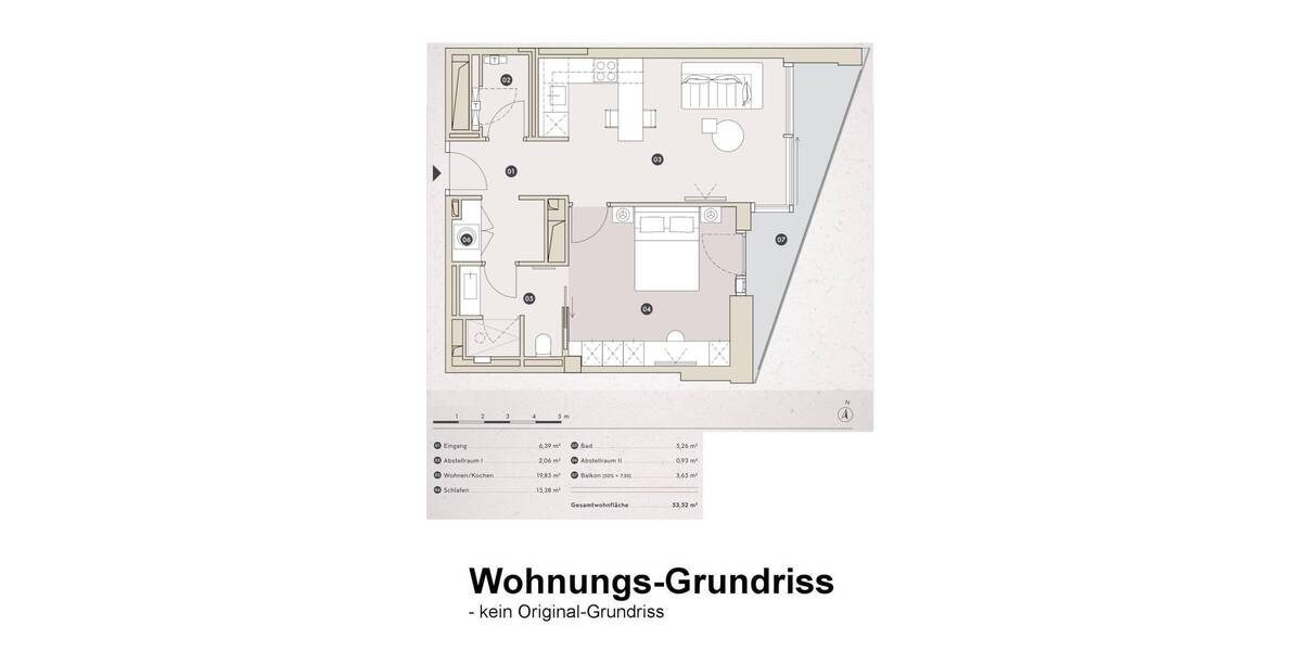 Etagenwohnung Hamburg HafenCity - 2 Zimmer, 54 m&sup2;, 1.980&euro; | Angebot:25927833