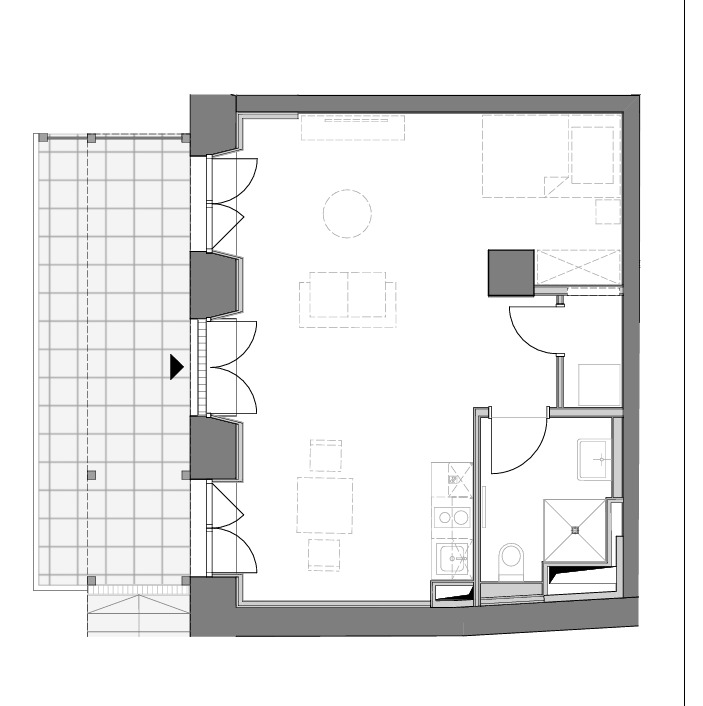 Loftige, möblierte 1-Zimmer-Wohnung mit großer Terrasse zum Erstbezug!
