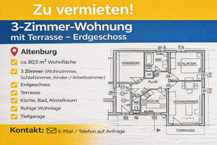 Mietwohnung Altenburg 3-Zimmer-Wohnung mit Terrasse & Tiefgarage 3 zimmer