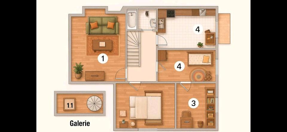Etagenwohnung Königswinter - 4 Zimmer, 110 m&sup2;, 1.100&euro; | Angebot:26023003