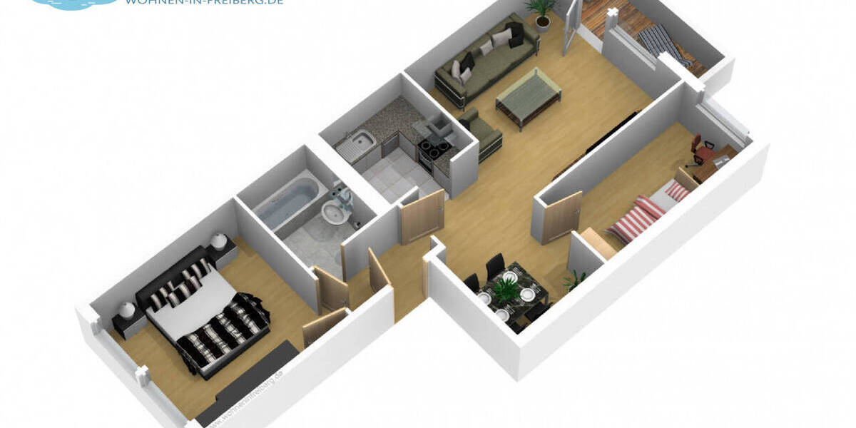 Etagenwohnung Freiberg Freiberg Nord - 3 Zimmer, 55 m&sup2;, 389&euro; | Angebot:26066616