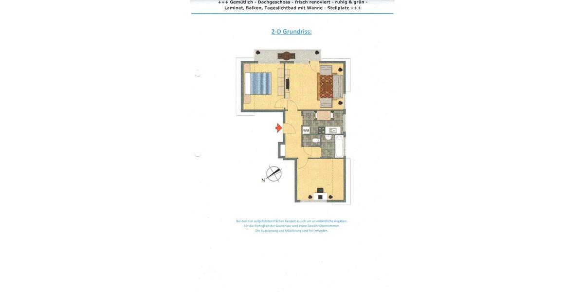 Dachgeschoßwohnung Stuttgart Neuwirtshaus - 3 Zimmer, 67 m&sup2;, 800&euro; | Angebot:26030738