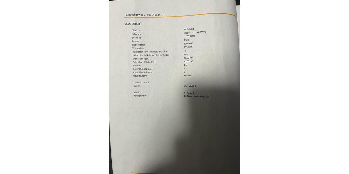 Erdgeschoßwohnung Eisenach - 3.5 Zimmer, 85 m&sup2;, 730&euro; | Angebot:25876670