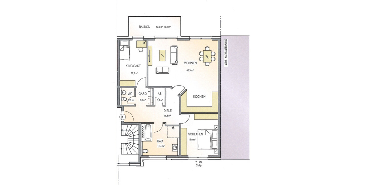 Etagenwohnung Mönchengladbach Neuwerk - 3 Zimmer, 107 m&sup2;, 1.360&euro; | Angebot:25267377