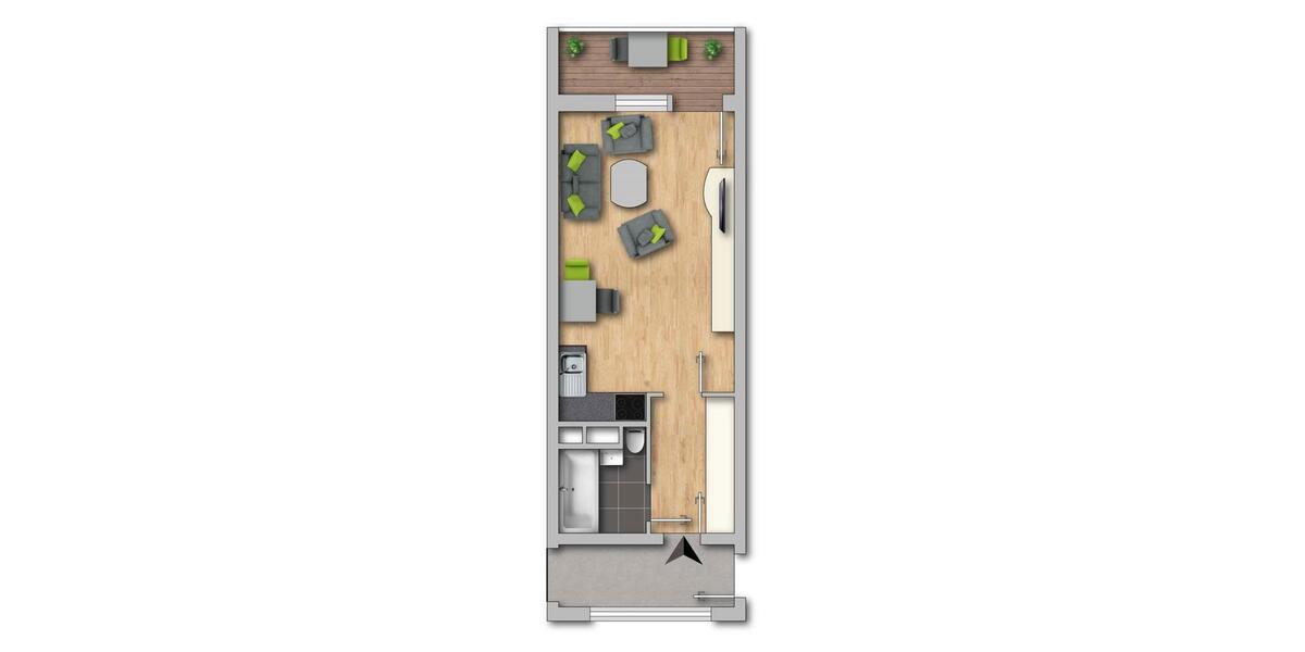 Etagenwohnung Crimmitschau - 1 Zimmer, 34 m&sup2;, 204&euro; | Angebot:19607489