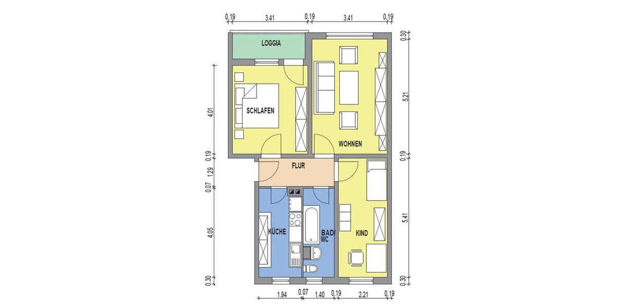 Erdgeschoßwohnung Kamenz - 3 Zimmer, 61 m&sup2;, 425&euro; | Angebot:25058155