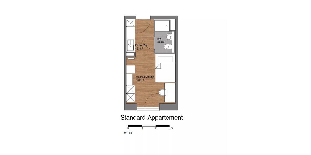 Etagenwohnung Deggendorf - 1 Zimmer, 20 m&sup2;, 450&euro; | Angebot:26047329