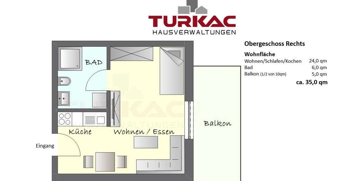 Etagenwohnung Hüttenberg - 1 Zimmer, 35 m&sup2;, 675&euro; | Angebot:26183282