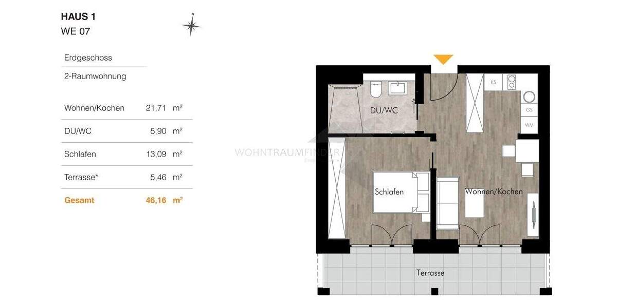 Etagenwohnung Chemnitz Rabenstein - 2 Zimmer, 46 m&sup2;, 623&euro; | Angebot:25734220