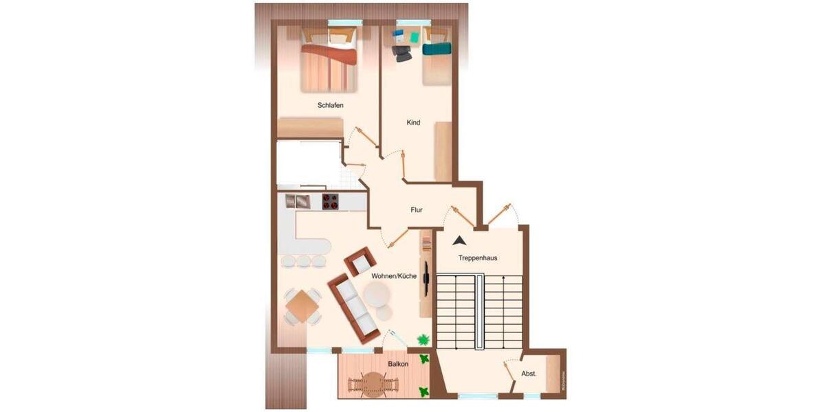 Dachgeschoßwohnung Chemnitz Bernsdorf - 3 Zimmer, 58 m&sup2;, 299&euro; | Angebot:26038021