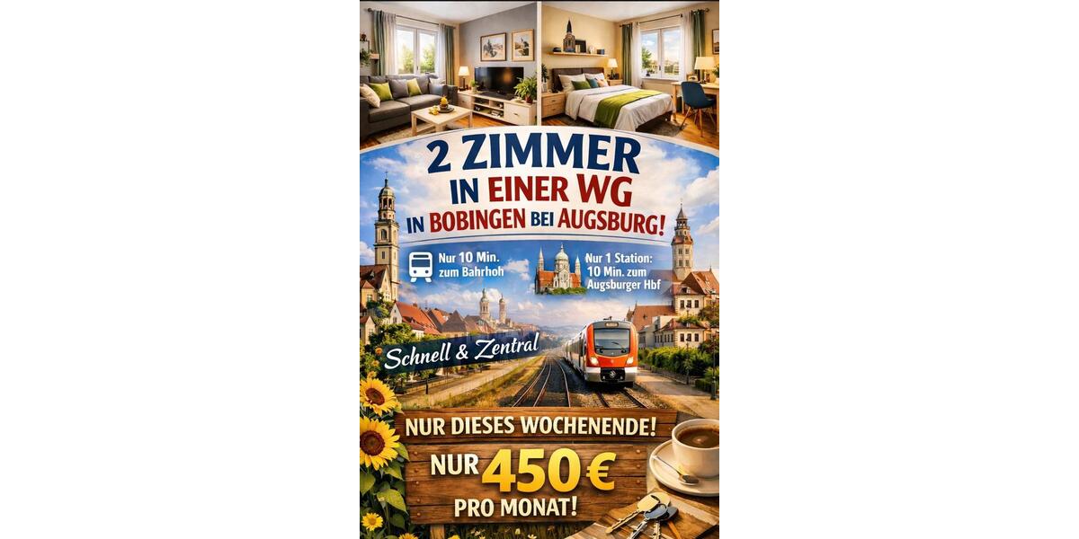 Wohnen auf Zeit Bobingen - 2 Zimmer, 15 m&sup2;, 450&euro; | Angebot:25148021