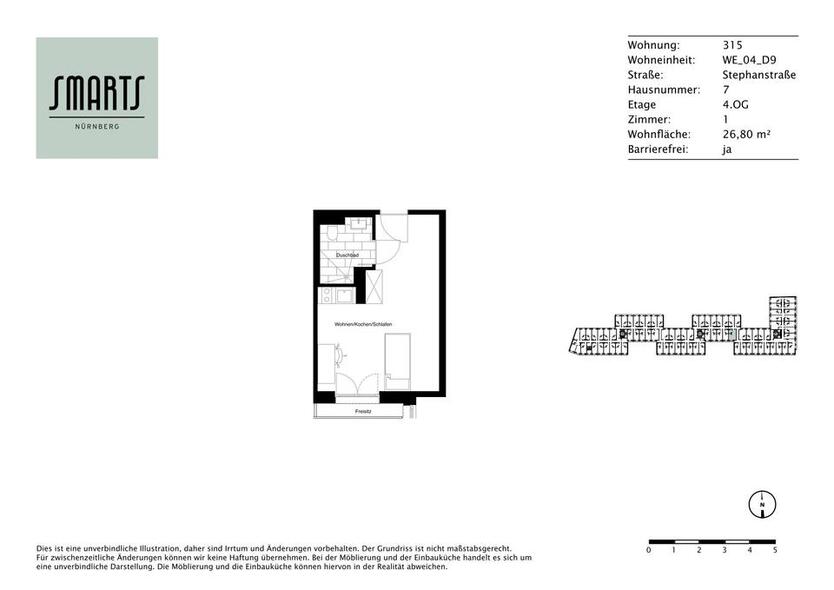 Modernes 1-Zimmer-Apartment zimmer