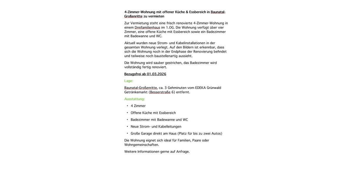 Etagenwohnung Kassel - 4 Zimmer, 80 m&sup2;, 830&euro; | Angebot:24806761