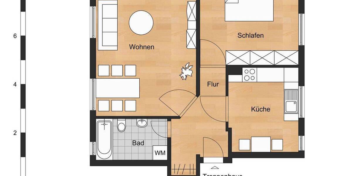 Etagenwohnung Oschersleben - 2 Zimmer, 64 m&sup2;, 363&euro; | Angebot:26807250