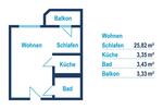 Etagenwohnung Reichenbach im Vogtland - 1 Zimmer, 34 m&sup2;, 270&euro; | Angebot:26008286