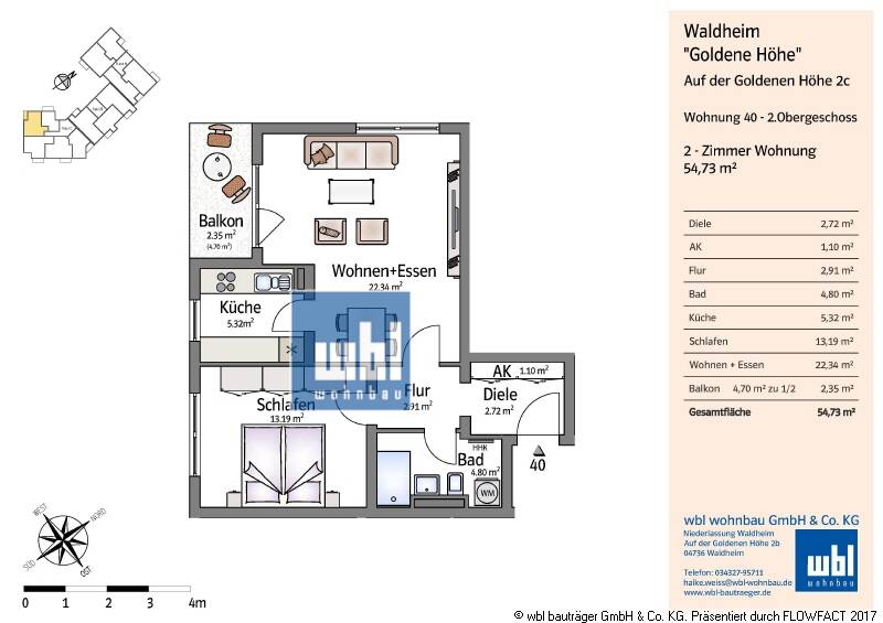 Etagenwohnung Waldheim Schönberg - 2 Zimmer, 54 m&sup2;, 370&euro; | Angebot:26704161