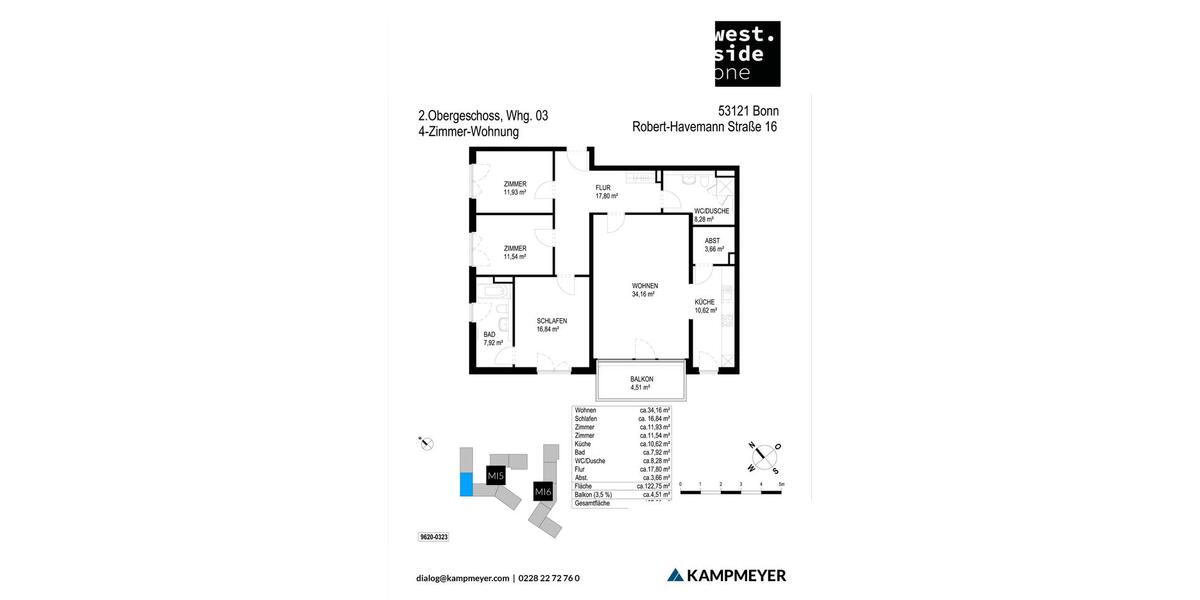 Etagenwohnung Bonn Dransdorf - 4 Zimmer, 127 m&sup2;, 1.695&euro; | Angebot:24885002