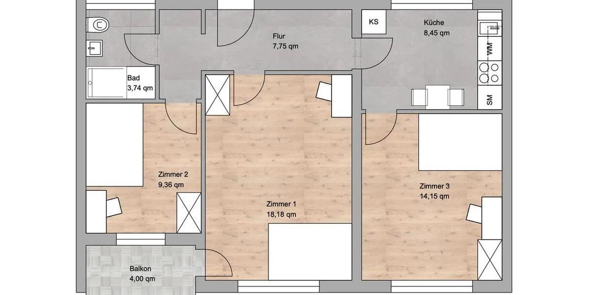 Etagenwohnung München Thalkirchen-Obersendling-Forstenried-Fürstenried-S - 1 Zimmer, 11 m&sup2;, 650&euro; | Angebot:26563871
