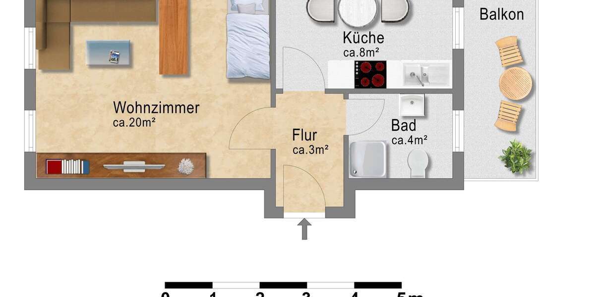 1 Zimmer-Wohnung mit Balkon und Küche *perfekt für Pendler, Azubis & Studenten* 1 zimmer