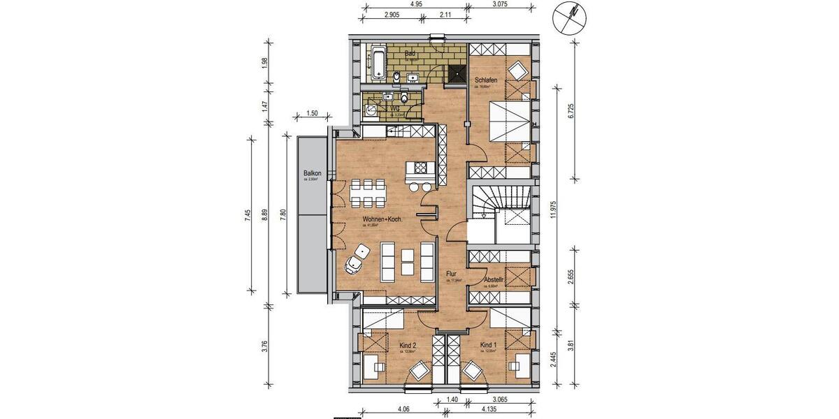 Dachgeschoßwohnung Gülzow-Prüzen Prüzen - 4 Zimmer, 122 m&sup2;, 1.652&euro; | Angebot:25127508