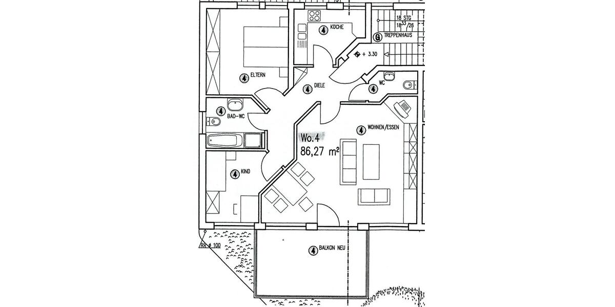 Etagenwohnung Kreßberg - 3 Zimmer, 86 m&sup2;, 785&euro; | Angebot:24150384