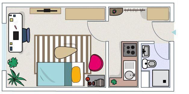 Etagenwohnung Neubrandenburg - 1 Zimmer, 24 m&sup2;, 250&euro; | Angebot:26592651