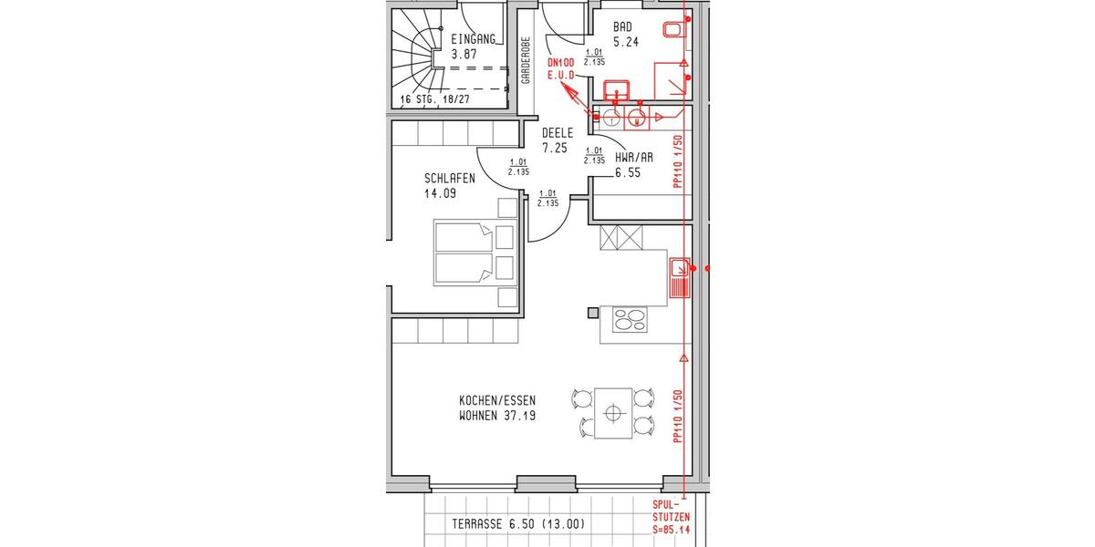 Erdgeschoßwohnung Bielefeld Mitte - 2 Zimmer, 76 m&sup2;, 1.153&euro; | Angebot:26023923