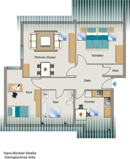 Dachgeschoßwohnung Bergkamen - 3.5 Zimmer, 73 m&sup2;, 572&euro; | Angebot:20163405