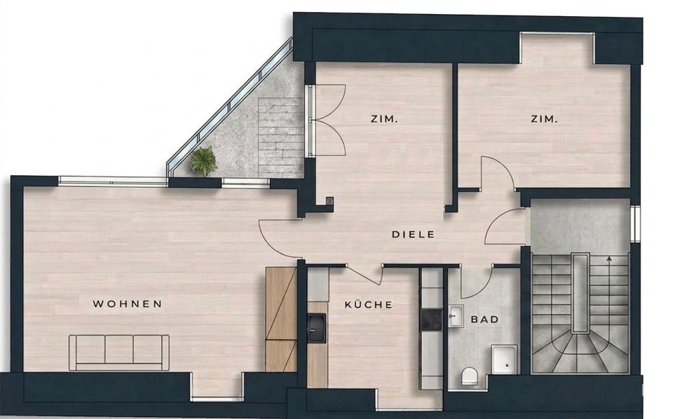 Dachgeschoßwohnung Trier Nord - 2 Zimmer, 94 m&sup2;, 890&euro; | Angebot:26105478