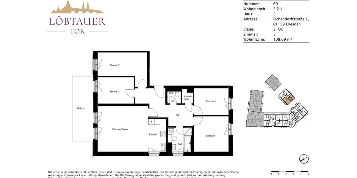 Etagenwohnung Dresden Cotta - 5 Zimmer, 109 m&sup2;, 1.545&euro; | Angebot:26563599