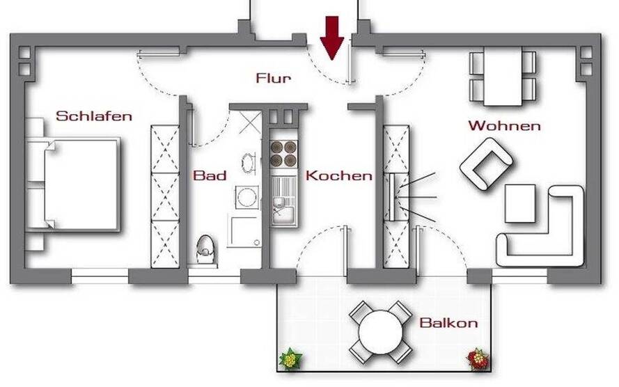 Calming & Inviting! Sonnige 2-Zi. Wohnung mit Balkon in Stadtparknähe! 2 zimmer