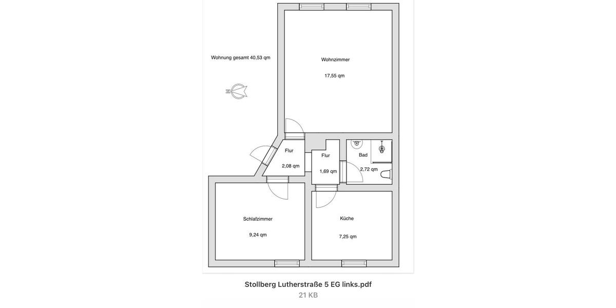 Hochparterre Lichtenau - 2 Zimmer, 41 m&sup2;, 390&euro; | Angebot:26448241