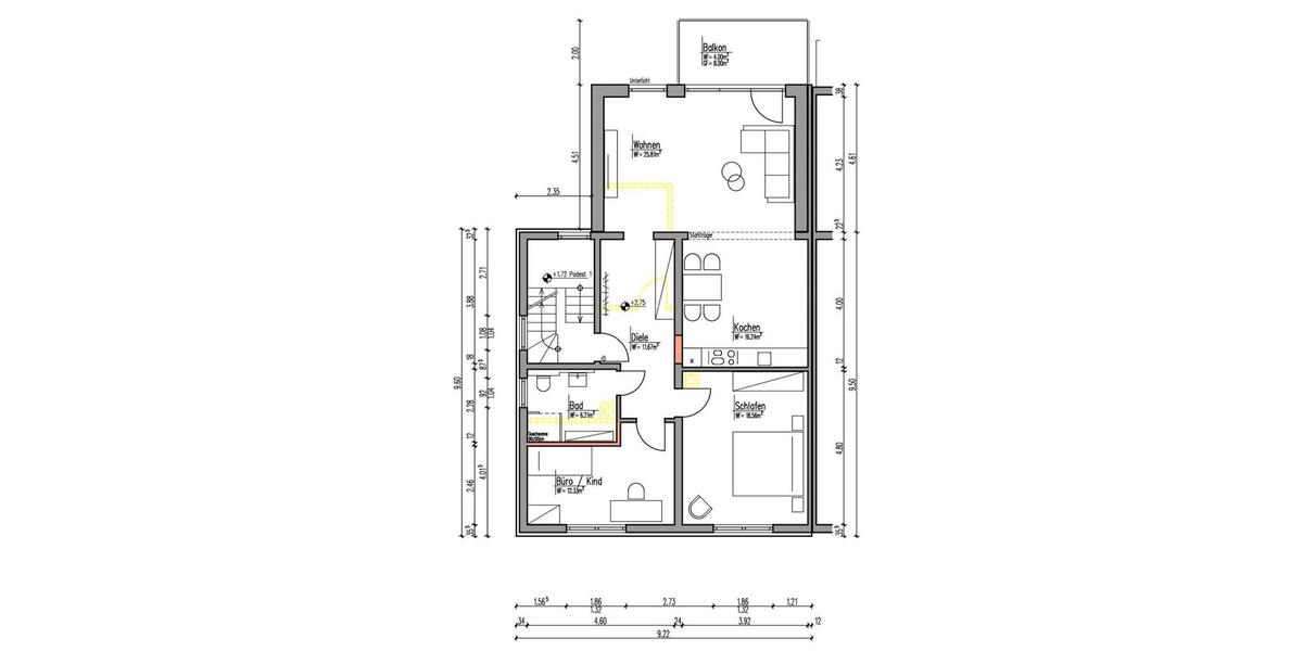 Etagenwohnung Hockenheim - 3 Zimmer, 90 m&sup2;, 1.250&euro; | Angebot:26498666
