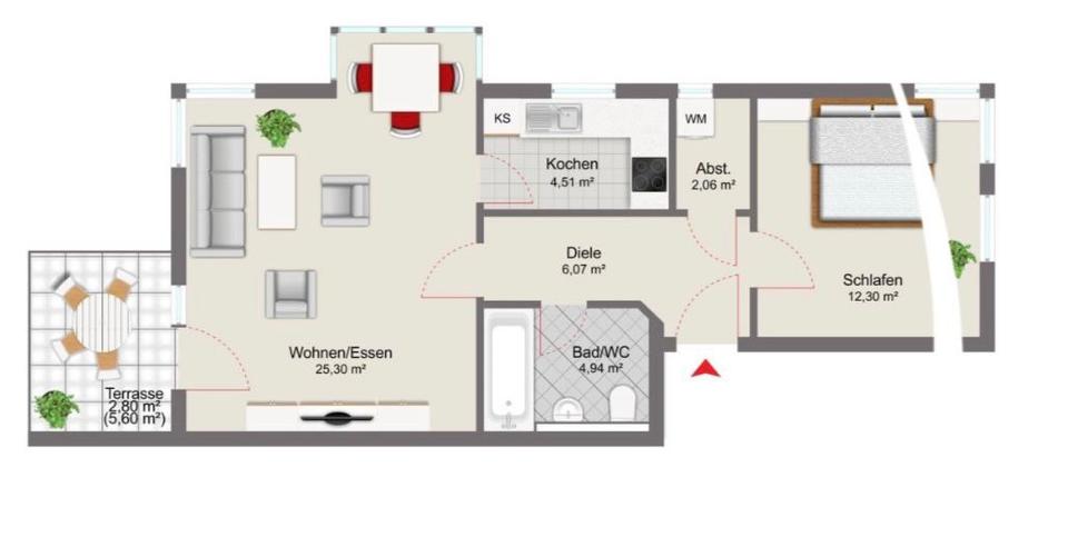 Erdgeschoßwohnung Vilshofen an der Donau - 2 Zimmer, 58 m&sup2;, 860&euro; | Angebot:25925046