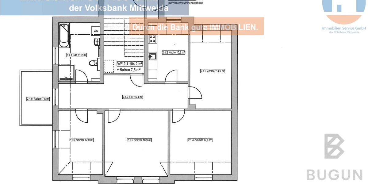 Hochwertig 4-Raum-Wohnung im 2.OG mit Balkon und Stellplatz - Etagenwohnung Mittweida | Angebot:25589101