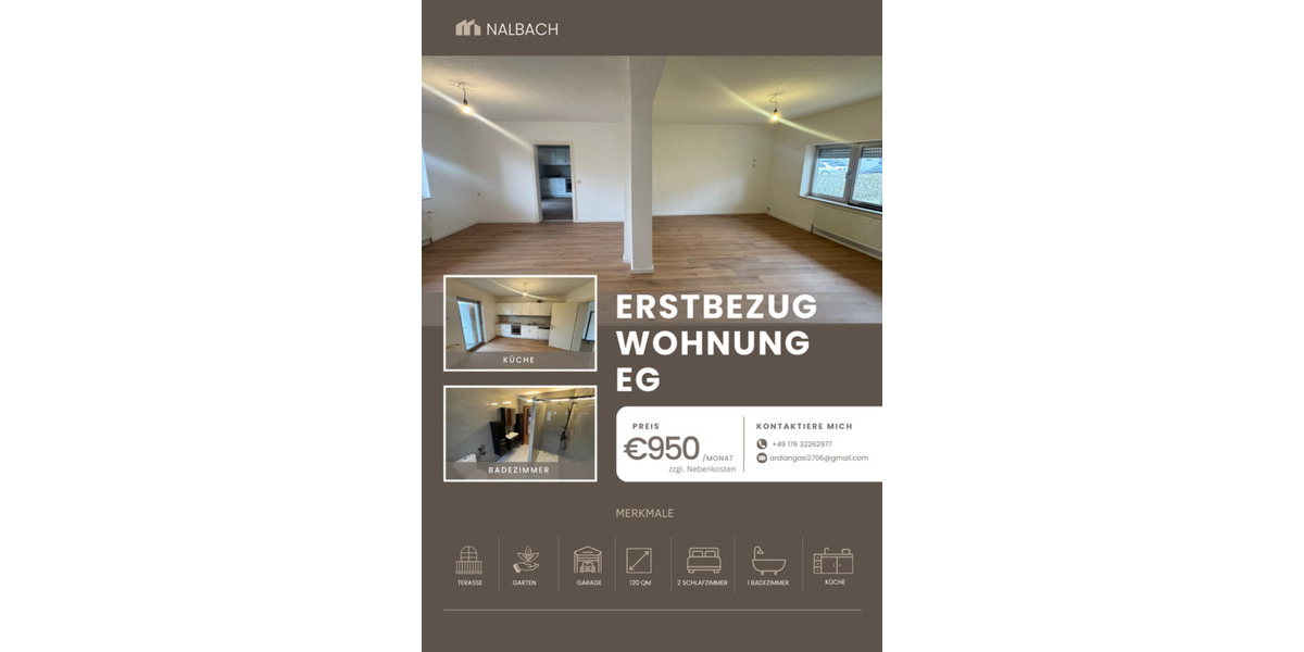 Erdgeschoßwohnung Merzig - 3 Zimmer, 110 m&sup2;, 950&euro; | Angebot:25639257