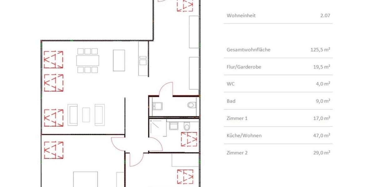 Dachgeschoßwohnung Steinfurt - 3 Zimmer, 126 m&sup2;, 1.300&euro; | Angebot:24764531