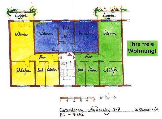Etagenwohnung Seeland Gatersleben - 2 Zimmer, 51 m&sup2;, 99&euro; | Angebot:20801414