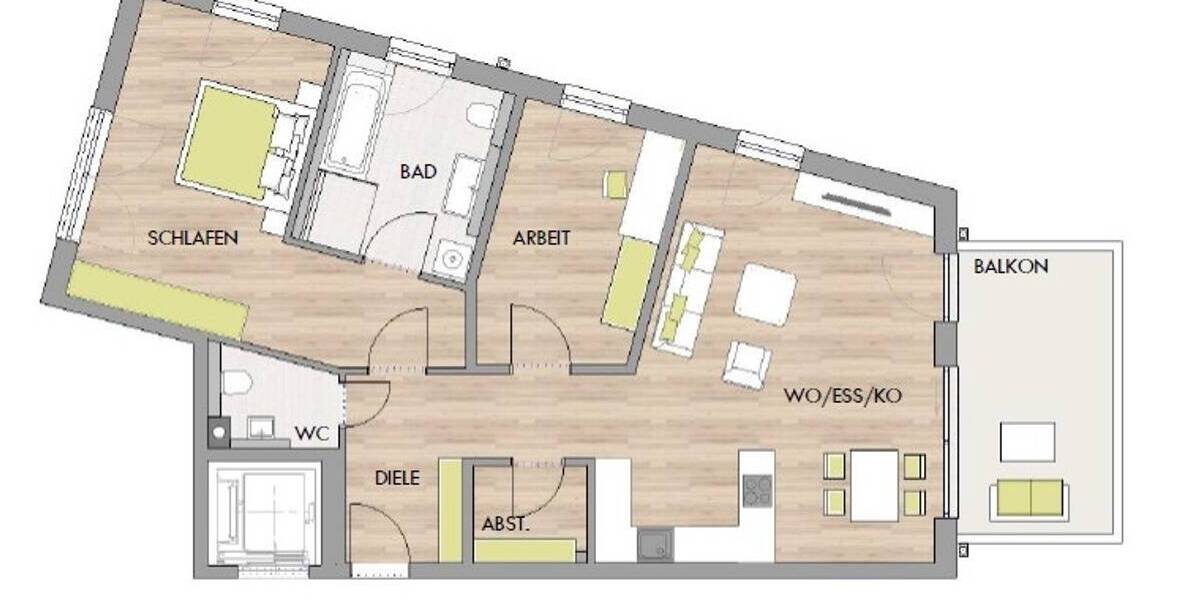 Etagenwohnung Amberg - 3 Zimmer, 93 m&sup2;, 1.309&euro; | Angebot:26763350