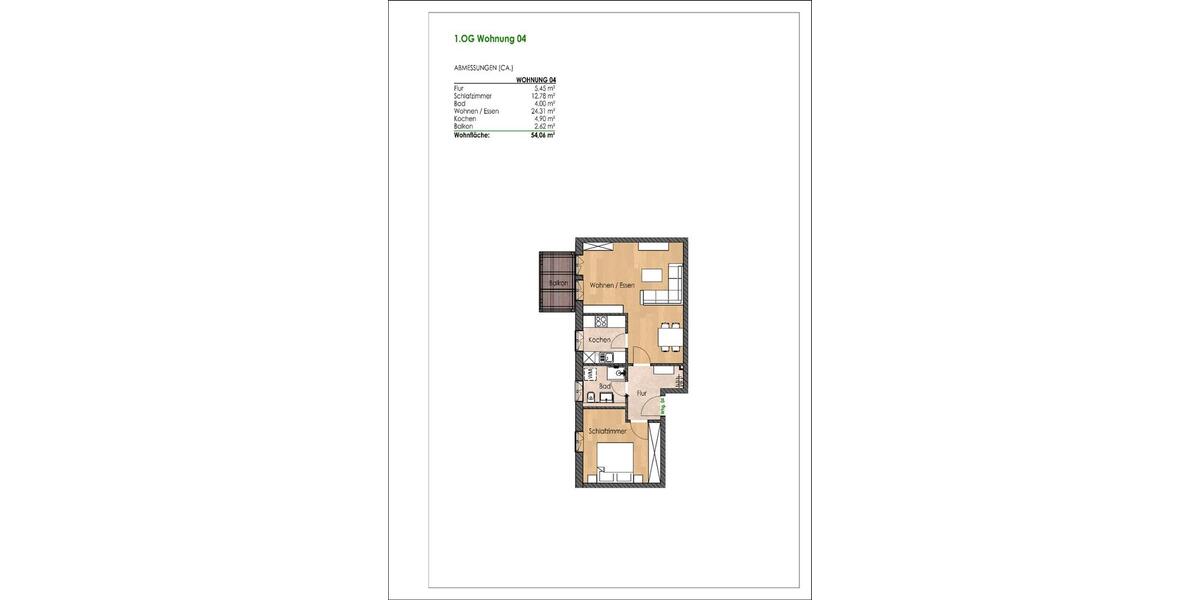 Etagenwohnung Regensburg Galgenberg - 2 Zimmer, 54 m&sup2;, 1.250&euro; | Angebot:26095505