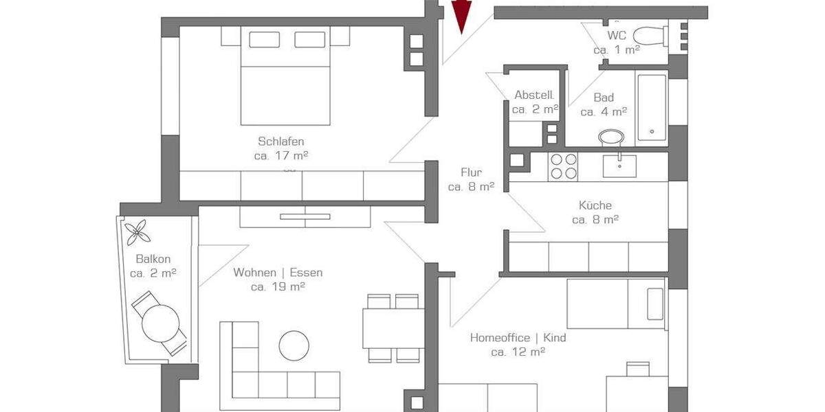 Etagenwohnung Nürnberg St Johannis - 3 Zimmer, 70 m&sup2;, 770&euro; | Angebot:25916386