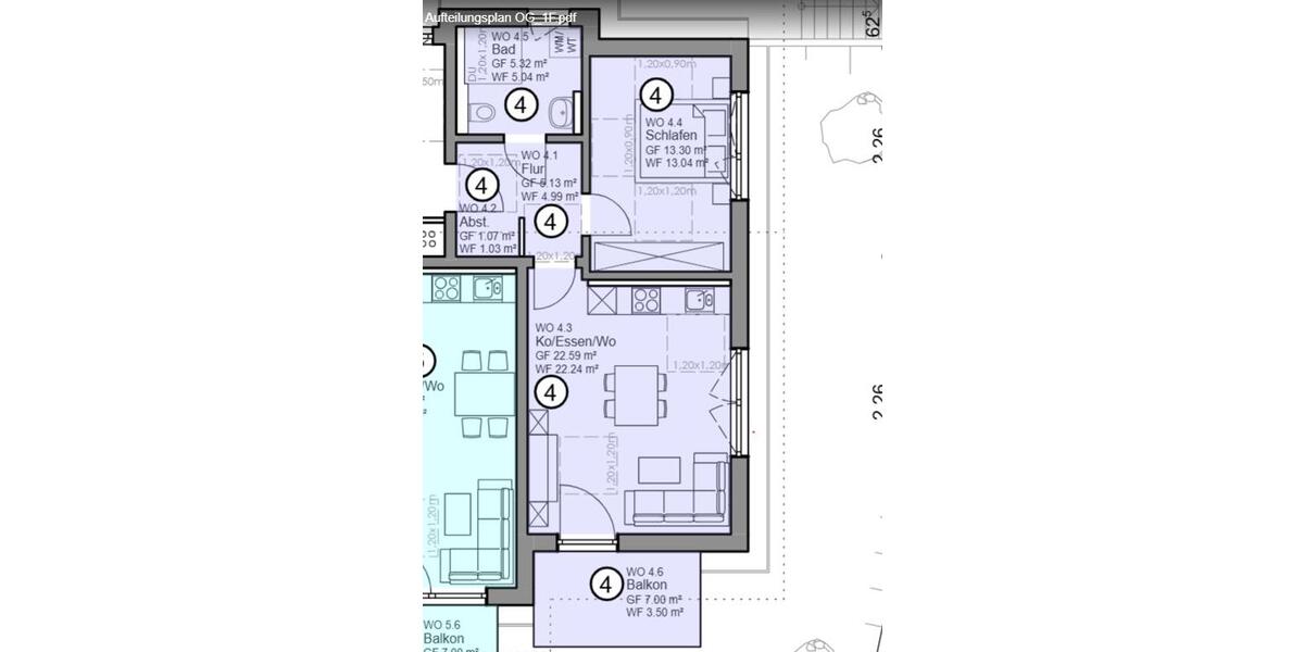 Etagenwohnung Roding - 2 Zimmer, 50 m&sup2;, 600&euro; | Angebot:26032266